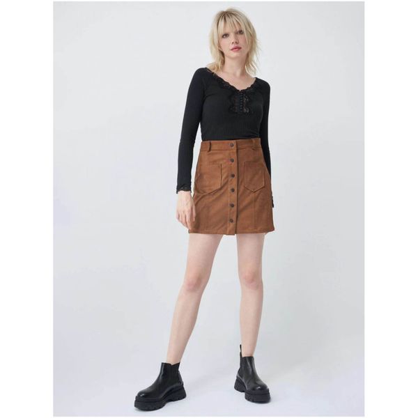 Salsa Jeans Brown mini skirt in suede finish Salsa Jeans - Women