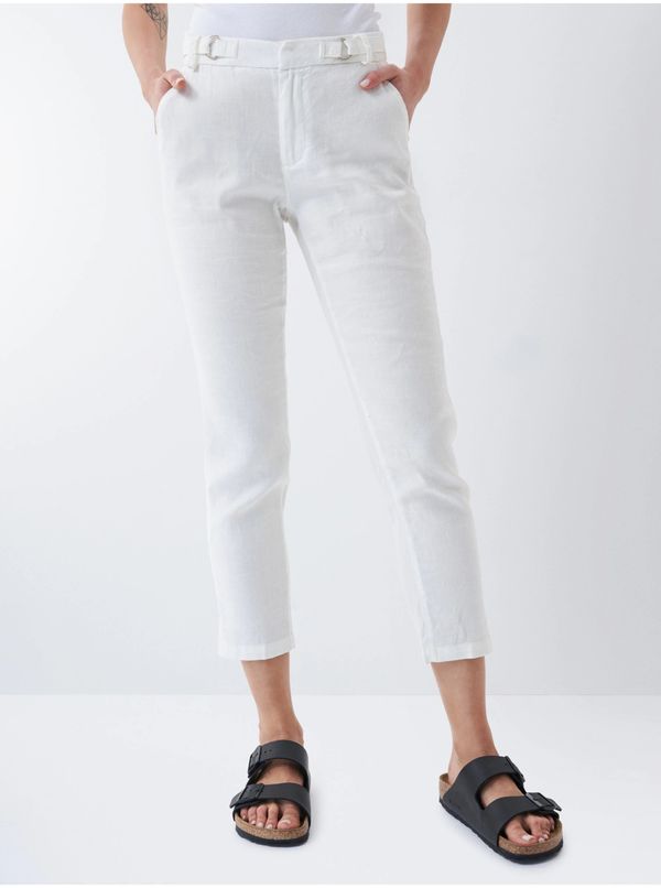 Salsa Jeans White Women's Shortened Trousers with Linen Salsa Jeans Chino - Ladies