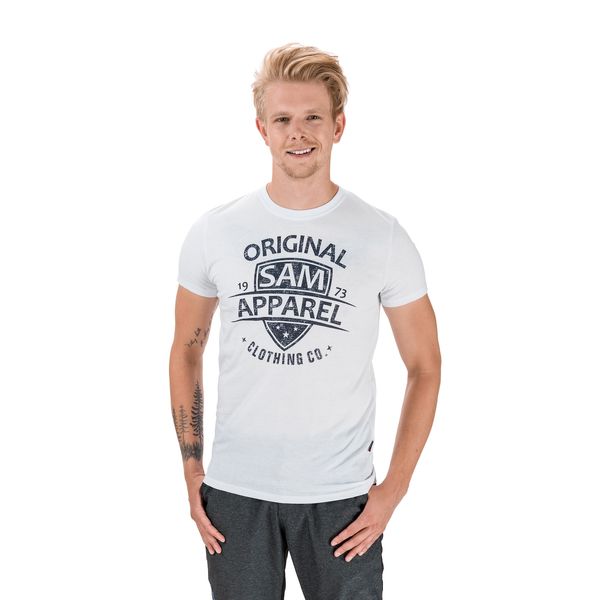 SAM73 Biała koszulka męska z nadrukiem SAM 73