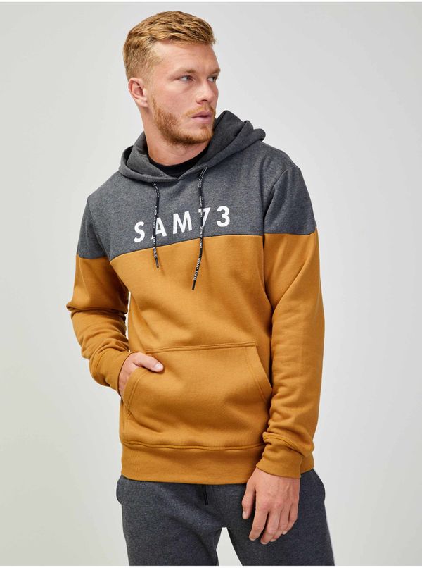 SAM73 SAM73 Grey-Brown Men's Hoodie SAM 73 Eldos - Men