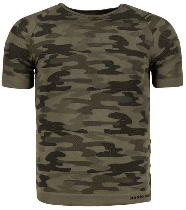 Sesto Senso Sesto Senso Man Camouflage Krótki rękaw Funkcjonalna koszula Khaki