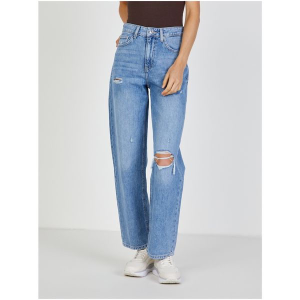 TALLY WEiJL Blue Women's Wide Jeans with Tattered Effect TALLY WEiJL - Women