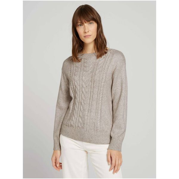 Tom Tailor Beige Women's Sweater with Braids Tom Tailor - Women