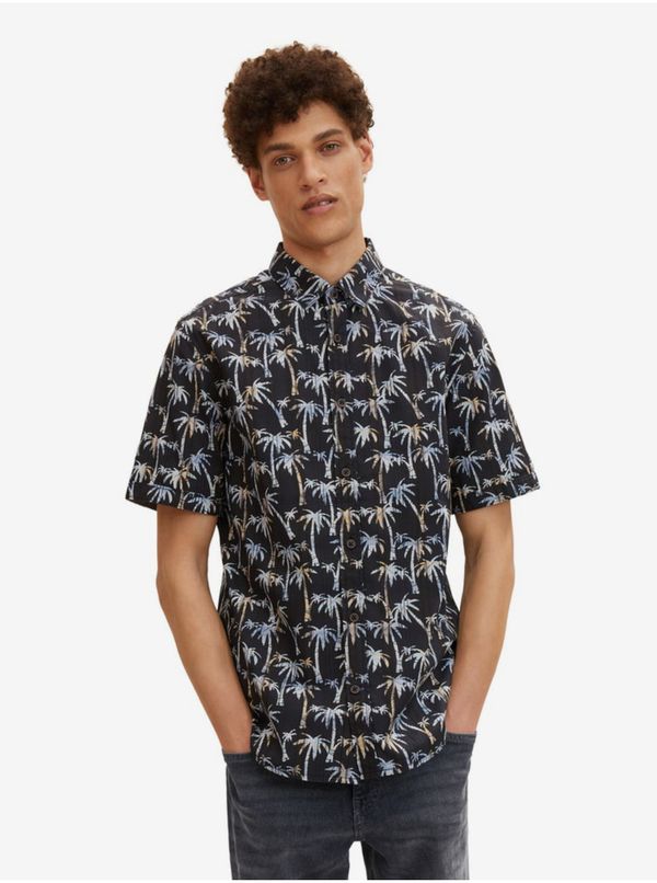 Tom Tailor Black Men's Patterned Short Sleeve Shirt Tom Tailor - Men's