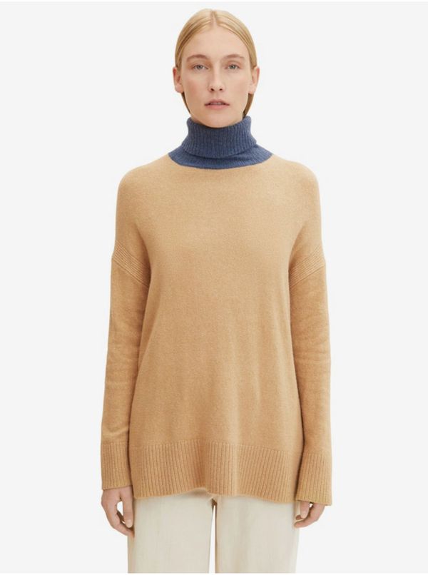 Tom Tailor Blue-Beige Women's Loose Turtleneck Tom Tailor - Women