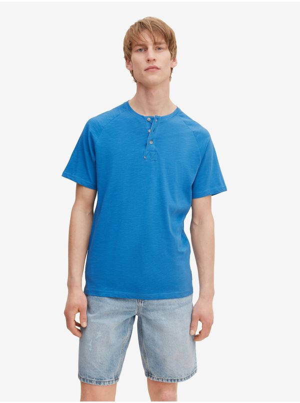 Tom Tailor Blue Men's Annealed T-Shirt with Buttons Tom Tailor - Men