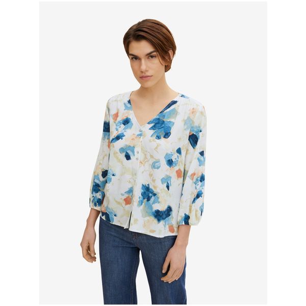 Tom Tailor Blue-White Patterned Blouse Tom Tailor - Women