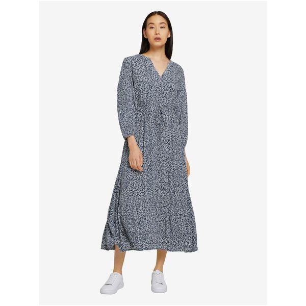 Tom Tailor Blue Women's Patterned Midi Dress with Tom Tailor Tie - Women