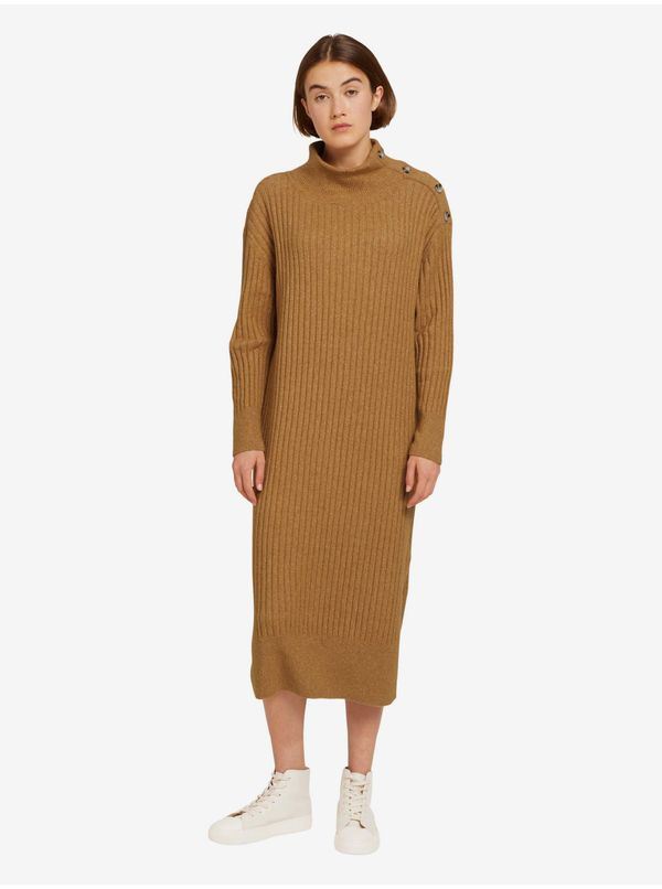 Tom Tailor Brown Sweater Midish dress with Buttons Tom Tailor Denim - Women