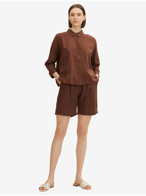 Tom Tailor Brown Women's Linen Shorts Tom Tailor - Women