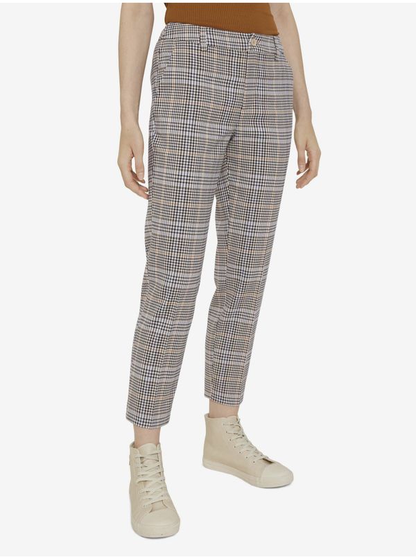 Tom Tailor Brown Women's Plaid Shortened Pants Tom Tailor Denim - Women