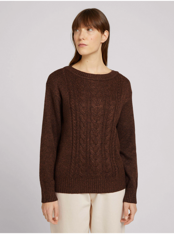Tom Tailor Brown Women's Sweater with Braids Tom Tailor - Women