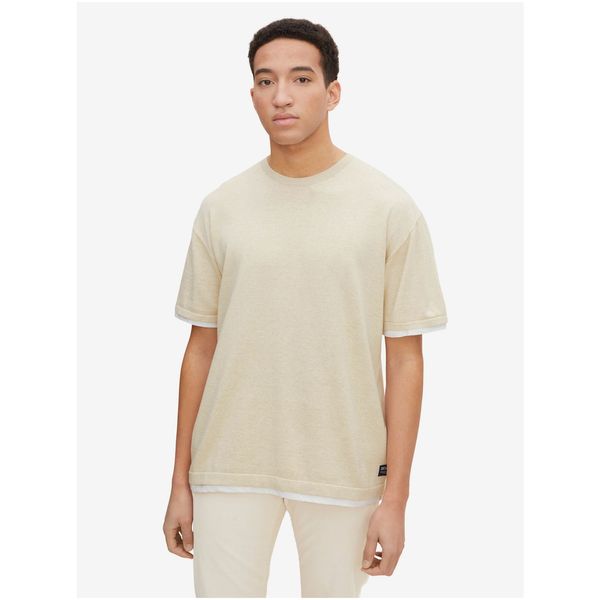 Tom Tailor Cream Men's T-Shirt Tom Tailor Denim - Men's