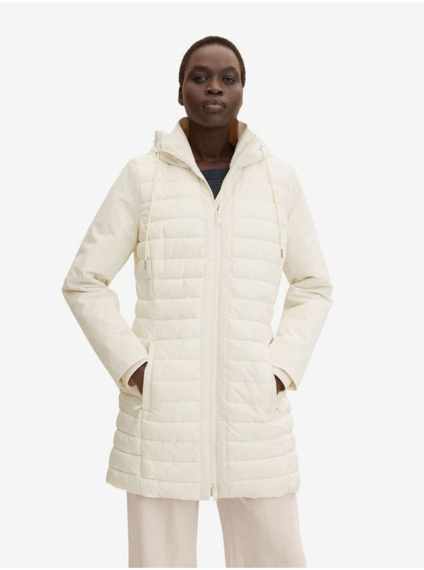 Tom Tailor Cream Women's Lightweight Quilted Coat with Hood Tom Tailor Hybrid - Women