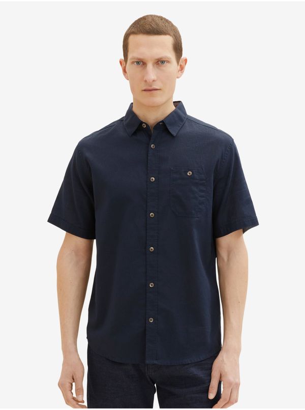 Tom Tailor Dark blue men's linen shirt Tom Tailor - Men