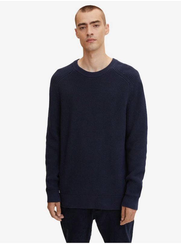 Tom Tailor Dark Blue Men's Ribbed Basic Sweater Tom Tailor - Men's