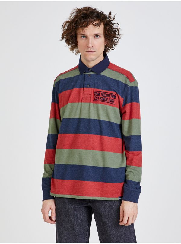 Tom Tailor Green-Blue-Red Men's Striped T-Shirt Tom Tailor - Men's