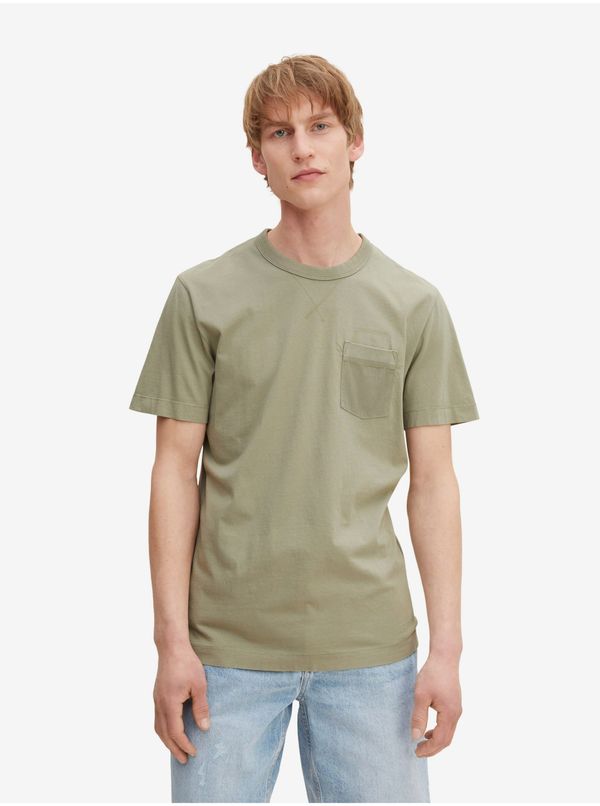 Tom Tailor Khaki Men's Basic T-Shirt with Pocket Tom Tailor - Men