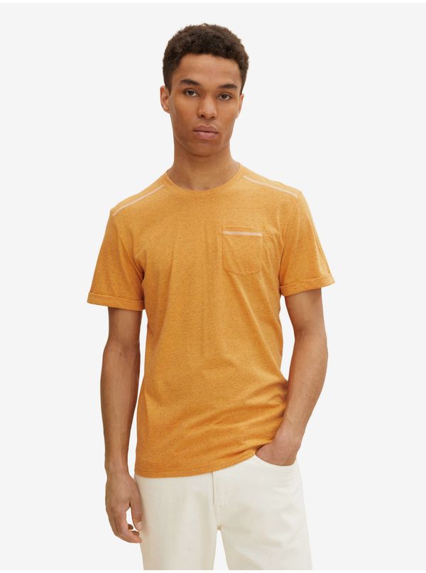 Tom Tailor Orange Men's Annealed T-Shirt with Tom Tailor Pocket - Men's
