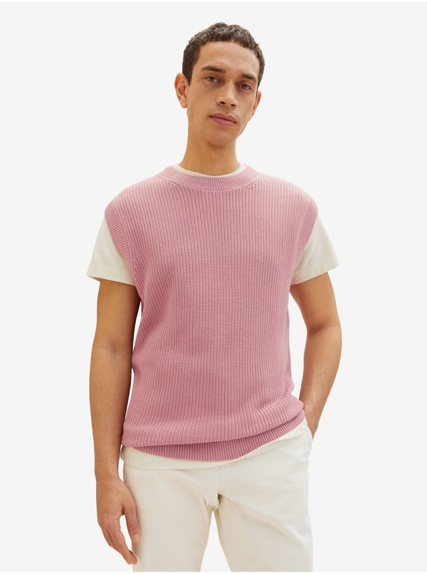 Tom Tailor Pink Men's Sweater Vest Tom Tailor - Men