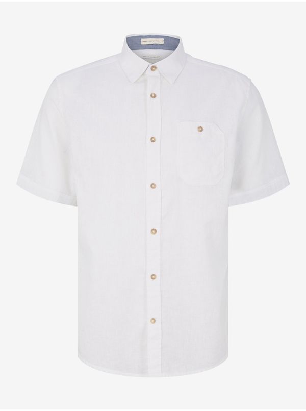 Tom Tailor White Men's Linen Shirt Tom Tailor - Men