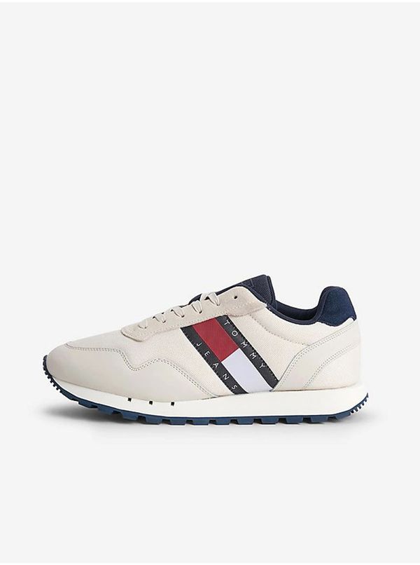 Tommy Hilfiger Beige Mens Leather Sneakers Tommy Jeans - Men