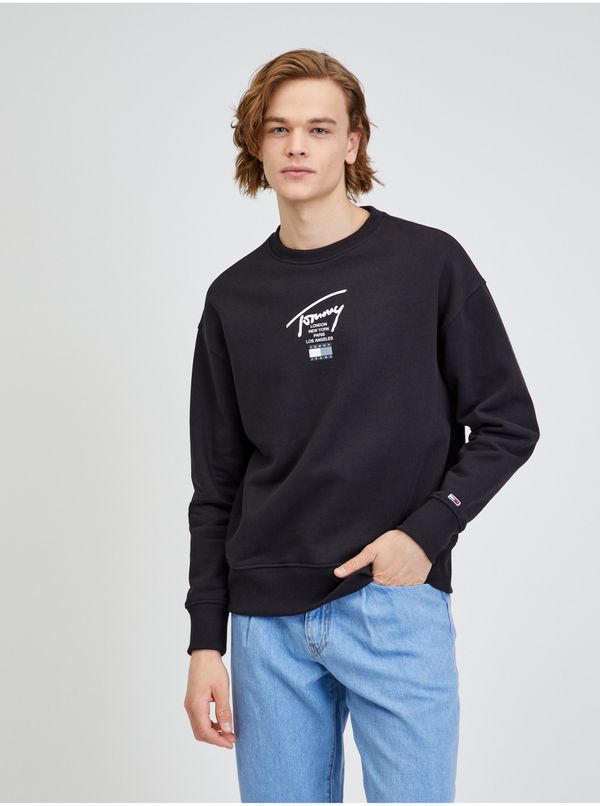 Tommy Hilfiger Black Men's Sweatshirt with Tommy Jeans Print - Men's