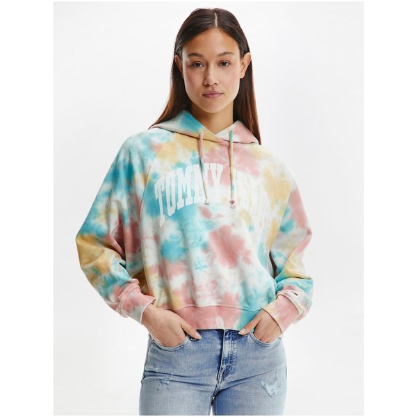 Tommy Hilfiger Blue-Pink Women's Patterned Hoodie Tommy Jeans - Women