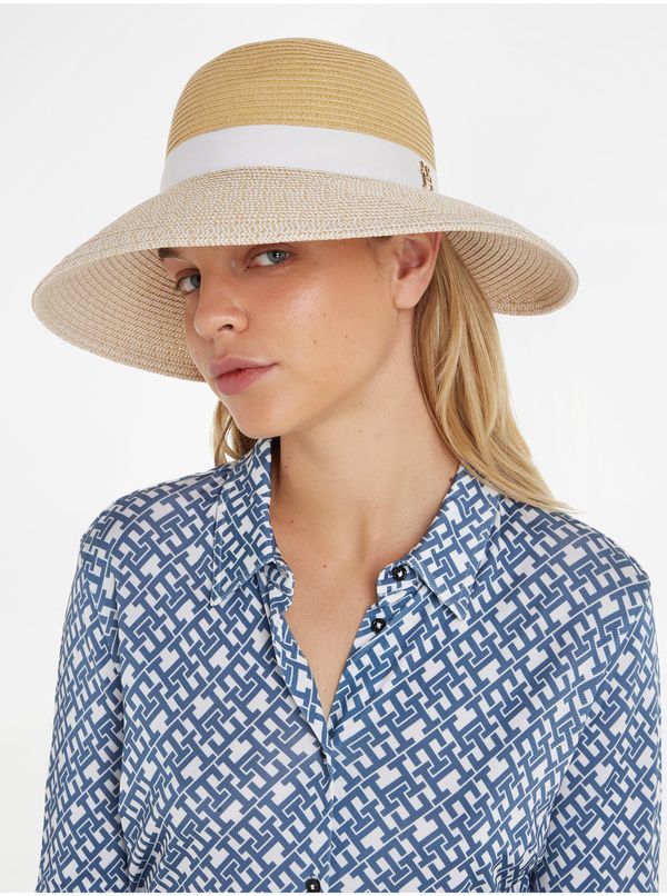 Tommy Hilfiger Cream Ladies Straw Hat Tommy Hilfiger Tommy Beach Straw Hat - Ladies