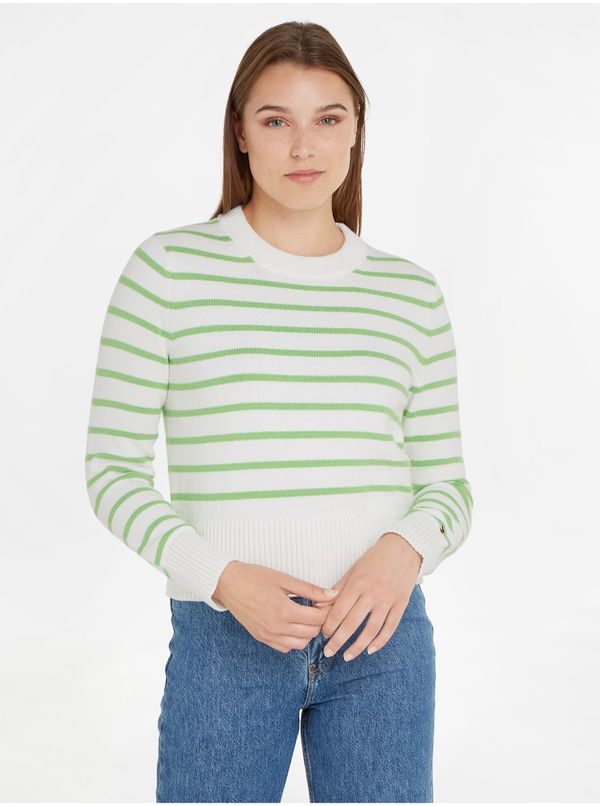 Tommy Hilfiger Green-white ladies striped sweater Tommy Hilfiger - Women