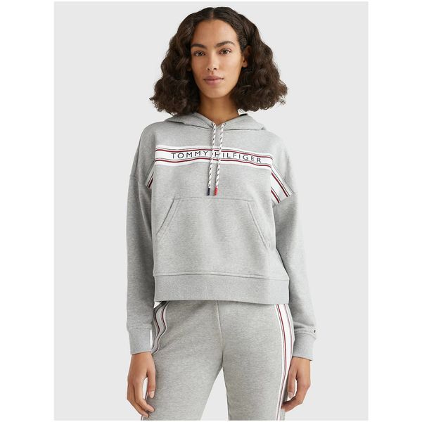 Tommy Hilfiger Light Grey Womens Sweatshirt Lined with Hoodie Tommy Hilfiger - Women