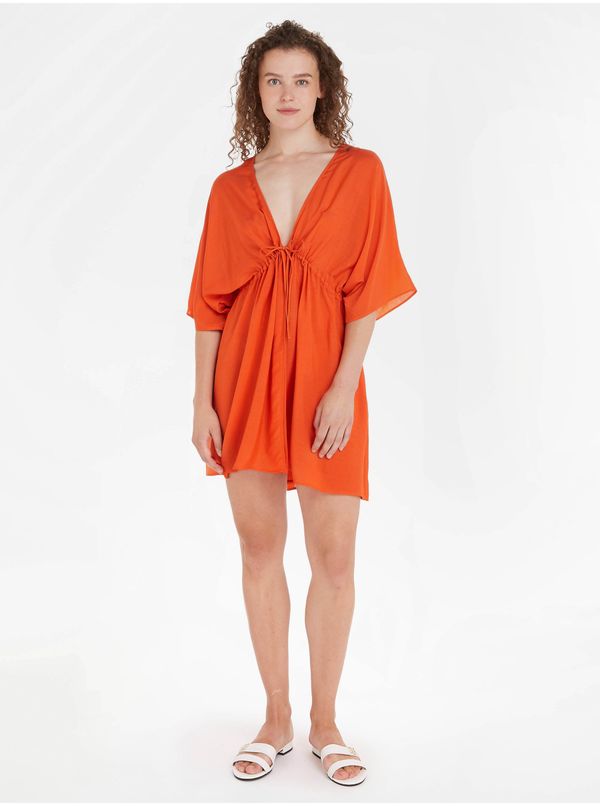 Tommy Hilfiger Orange Women Dress Tommy Hilfiger Cover Up Short Dress SS - Women