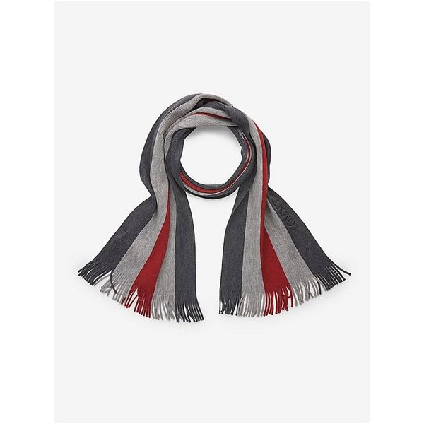 Tommy Hilfiger Red-Grey Men's Striped Wool scarf Tommy Hilfiger - Men