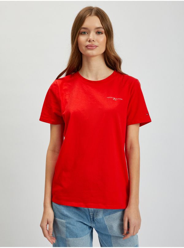 Tommy Hilfiger Red Women's T-Shirt Tommy Hilfiger 1985 Reg Mini Corp Logo - Women