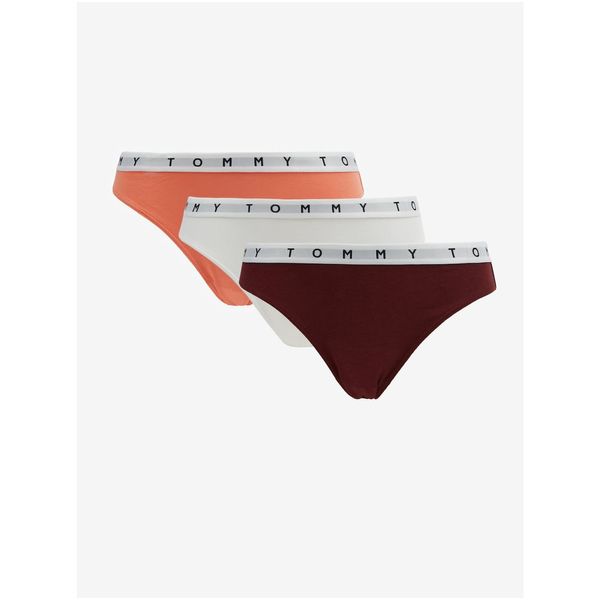 Tommy Hilfiger Set of three panties in burgundy, apricot and white Tommy Hilfiger - Women