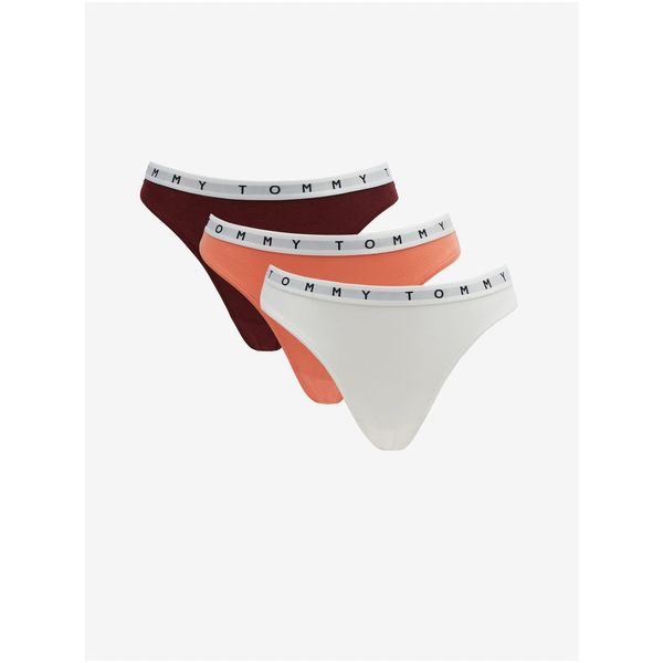 Tommy Hilfiger Set of three thongs in burgundy, apricot and white Tommy Hilfiger Underwea - Ladies
