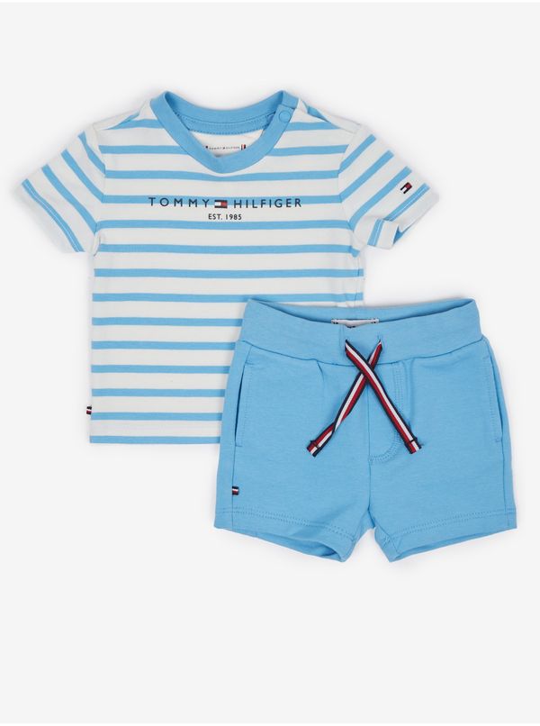 Tommy Hilfiger Tommy Hilfiger Boys' Striped T-shirt and Shorts Set in Blue and White To - Boys