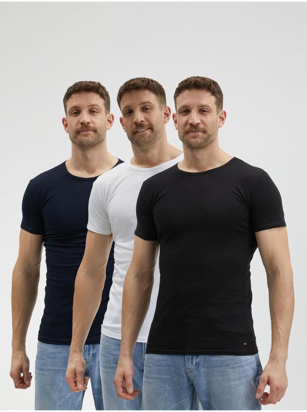 Tommy Hilfiger Tommy Hilfiger Set of three men's basic T-shirts in black, dark blue and white Tomm - Men