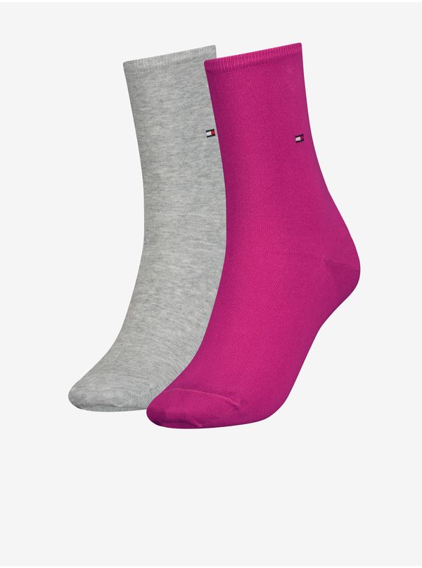 Tommy Hilfiger Tommy Hilfiger Set of two pairs of women's socks in grey and dark pink Tomm - Ladies