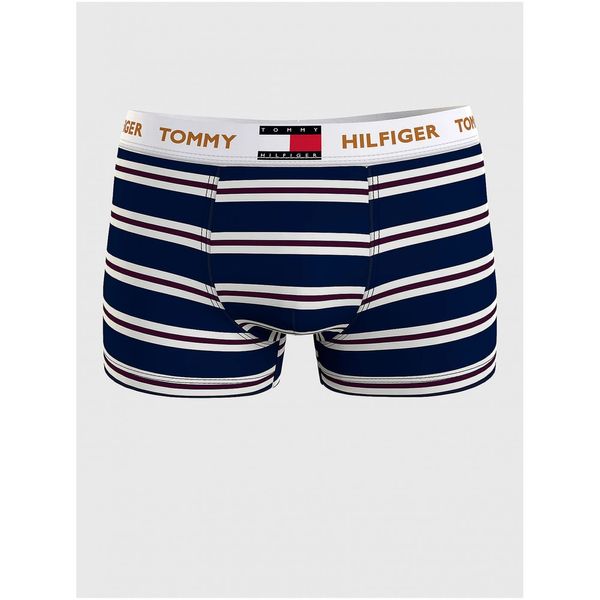 Tommy Hilfiger White and Blue Mens Striped Boxers Tommy Hilfiger Underwear - Men