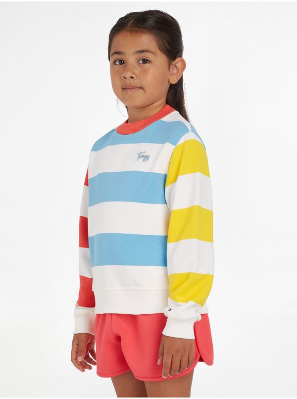 Tommy Hilfiger White-blue striped girly sweatshirt Tommy Hilfiger - Girls
