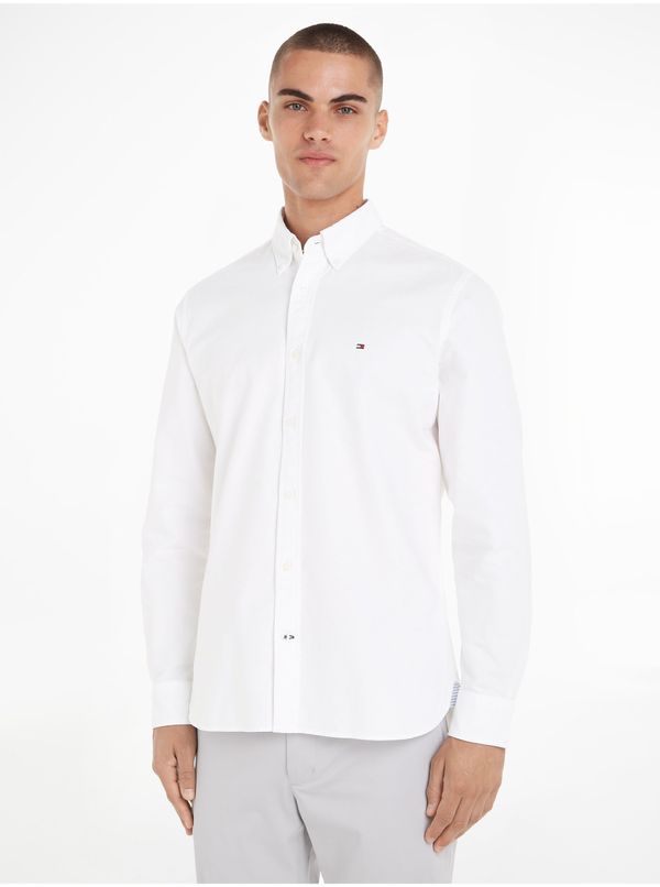 Tommy Hilfiger White Men's Shirt Tommy Hilfiger Pigment Garment Dye - Men