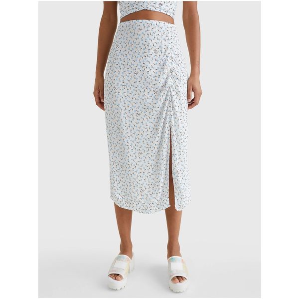 Tommy Hilfiger White Women's Patterned Midi Skirt with Slit Tommy Jeans - Women
