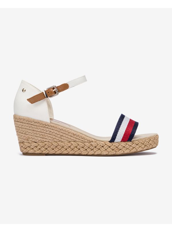 Tommy Hilfiger White Women's Wedge Sandals Tommy Hilfiger Shimmery Ribbon - Ladies