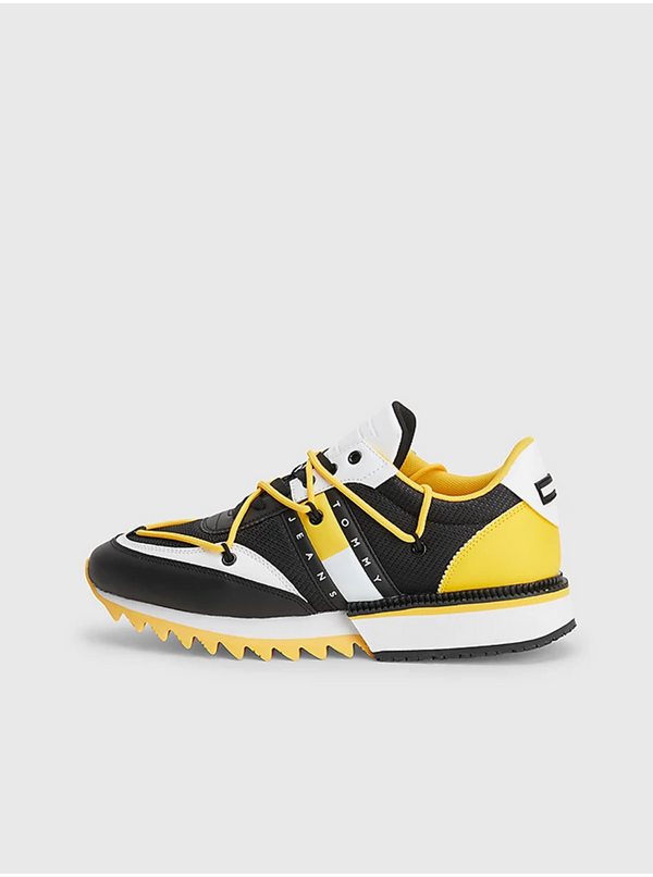 Tommy Hilfiger Yellow-Black Mens Leather Sneakers Tommy Jeans - Men
