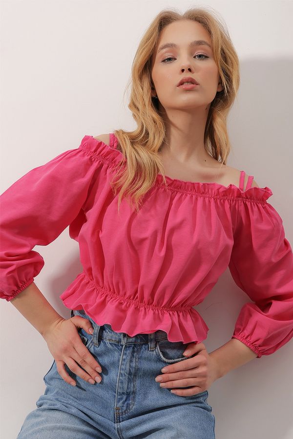 Trend Alaçatı Stili Trend Alaçatı Stili Blouse - Pink - Regular fit