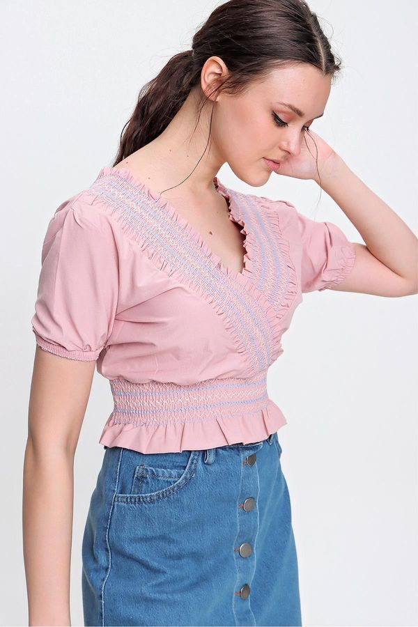 Trend Alaçatı Stili Trend Alaçatı Stili Blouse - Pink - Regular fit