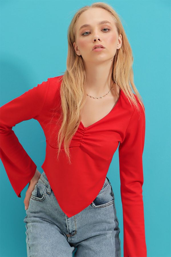 Trend Alaçatı Stili Trend Alaçatı Stili Blouse - Red - Regular fit