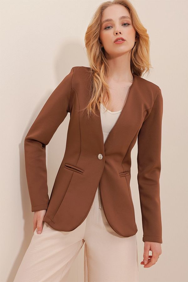 Trend Alaçatı Stili Trend Alaçatı Stili Jacket - Brown - Regular fit