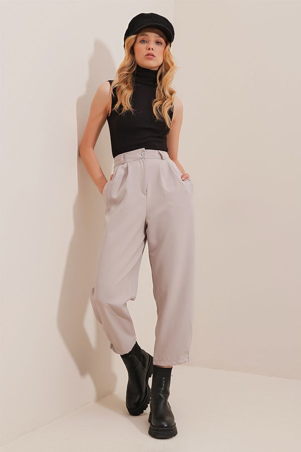 Trend Alaçatı Stili Trend Alaçatı Stili Pants - Gray - Carrot pants